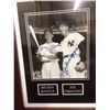 Image 2 : MICKEY MANTLE & JOE DIMAGGIO CUSTOM FRAMED DUAL SIGNED PHOTO & FACSIMILIE CHEQUES DISPLAY ...