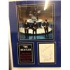 Image 2 : THE BEATLES FRAMED PHOTO W/ BAND SIGNED INDEX CARD FACSIMILE