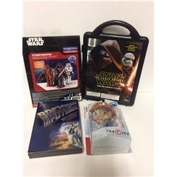 STAR WARS TOY LOT (STORM TROOPER PAPER CRAFT CHARACTER,BOOK & MAGNETIC PLAY SET)