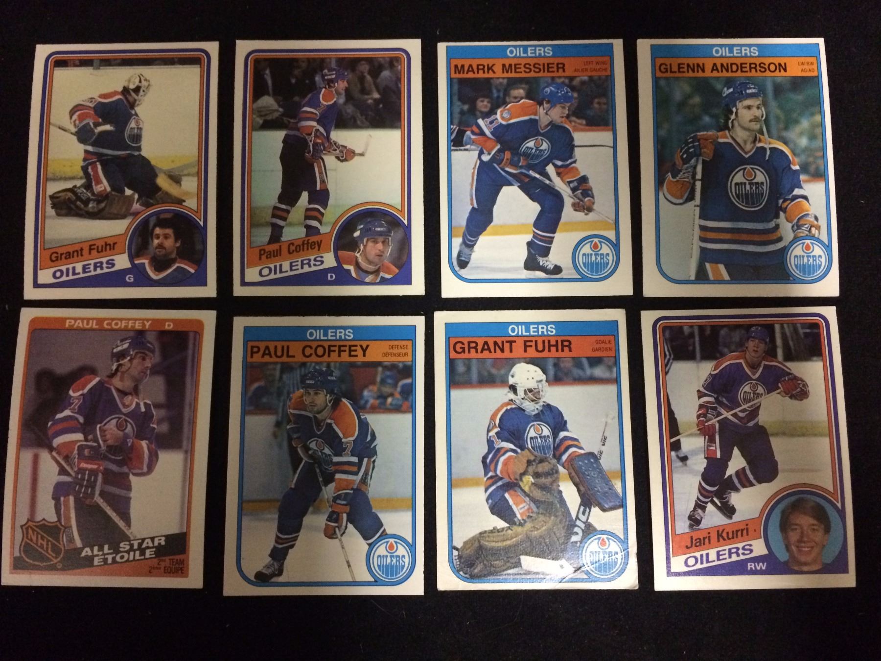 EDMONTON OILERS HOCKEY CARDS LOT (FUHR, KURRI, MESSIER, COFFEY)