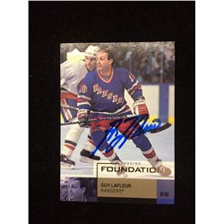 2002-03 UD Foundations Rangers Hockey Card #64 Guy Lafleur (SIGNED)