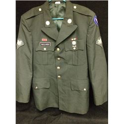 MILITARY JACKET WITH NAME BADGE & WAR MEDALS