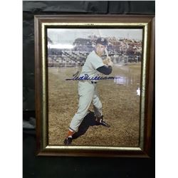 FRAMED TED WILLIAMS AUTOGRAPHED PHOTO