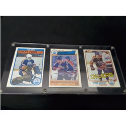 FUHR ROOKIE, GRETZKY MESSIER CARD DISPLAY