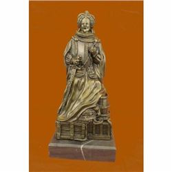 Queen Elizabeth Royal Bronze Sculpture on Marble Base Figurine