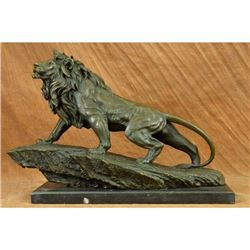 Wild Animal African Lion On Prowl Wildlife Safari Bronze Sculpture