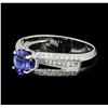 0.70 ctw Diamond and Sapphire Ring - 18KT White Gold