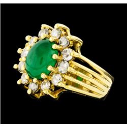 2.50 ctw Emerald and Diamond Ring - 14KT Yellow Gold