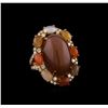 28.98 ctw Sunstone, Moonstone and Diamond Ring - 18KT Yellow Gold