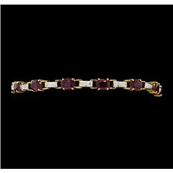 8.50 ctw Ruby and Diamond Bracelet - 14KT Yellow and White Gold