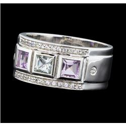 Crayola 1.00 ctw Pink Amethyst and White Sapphire Ring - .925 Silver