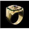 Image 4 : 1.50 ctw Black Diamond and Emerald Ring - 14KT Yellow Gold
