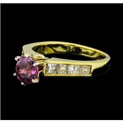 1.06 ctw Ruby and Diamond Ring - 18KT Yellow Gold