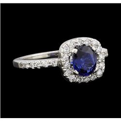 0.66 ctw Sapphire and Diamond Ring - 14KT White Gold