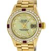 Image 1 : Rolex 18KT Gold President Diamond and Ruby Ladies Watch