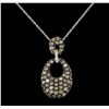 Image 2 : 0.92 ctw Brown Diamond Pendant With Chain - 14KT White Gold