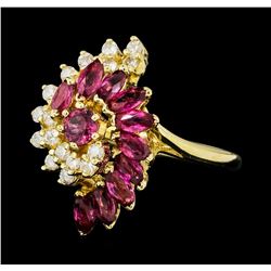 1.20 ctw Ruby and Diamond Ring - 14KT Yellow Gold