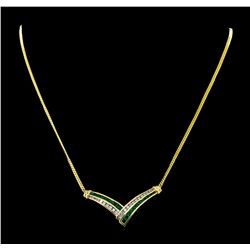 1.20 ctw Emerald and Diamond Necklace and Earring Suite