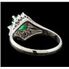 Image 3 : 0.32 ctw Emerald and Diamond Ring - Platinum