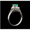 Image 4 : 0.32 ctw Emerald and Diamond Ring - Platinum