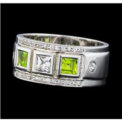 Crayola 0.90 ctw Peridot and White Sapphire Ring - .925 Silver