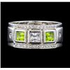 Image 2 : Crayola 0.90 ctw Peridot and White Sapphire Ring - .925 Silver