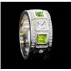 Image 4 : Crayola 0.90 ctw Peridot and White Sapphire Ring - .925 Silver