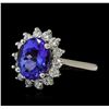 3.54 ctw Tanzanite and Diamond Ring - 14KT White Gold