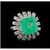 GIA Cert 9.65 ctw Emerald and Diamond Ring - 14KT White Gold