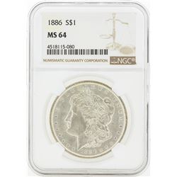 1886 MS64 NGC Morgan Silver Dollar