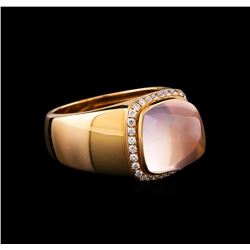 Fred of Paris Pain De Sucre Rose Quartz and Diamond Ring - 18KT Pink Gold