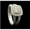 Image 4 : 0.29 ctw David Yurman Petite Albion Diamond Ring - Sterling Silver