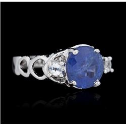 SILVER 2.90 ctw Tanzanite and White Topaz Ring