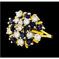 1.50 ctw Sapphire and Diamond Ring - 14KT Yellow and White Gold