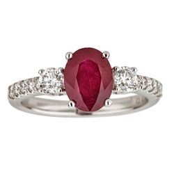 2.14 ctw Ruby and Diamond Ring - 18KT White Gold