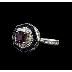 2.38 ctw Purple Sapphire and Diamond Ring - 18KT White Gold