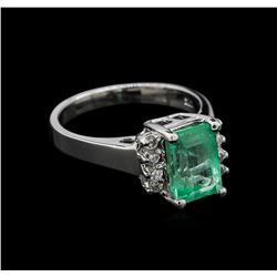 2.78 ctw Emerald and Diamond Ring - 14KT White Gold