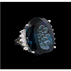 14KT White Gold 40.61 ctw Blue Topaz and Diamond Ring