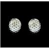 Image 1 : Hammered Metal Oval Earrings - Rhodium Plated