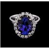 Image 2 : 3.66 ctw Tanzanite and Diamond Ring - 14KT White Gold