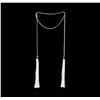Image 2 : Double Silk Tassel Braided Necklace - Gold Plated