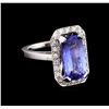 4.47 ctw Tanzanite and Diamond Ring - 14KT White Gold
