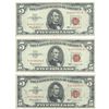 Image 1 : 1963 $5 Fine Red Seal Bill Lot of 3