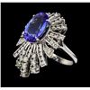 5.73 ctw Tanzanite and Diamond Ring - 14KT White Gold