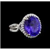 GIA Cert 8.82 ctw Tanzanite and Diamond Ring - 14KT White Gold