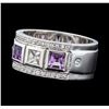 Image 1 : Crayola 1.00 ctw Pink Amethyst and White Sapphire Ring - .925 Silver