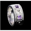 Image 4 : Crayola 1.00 ctw Pink Amethyst and White Sapphire Ring - .925 Silver