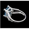Image 3 : 6.94 ctw Blue Zircon And Diamond Ring - 18KT White Gold