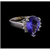 4.47 ctw Tanzanite and Diamond Ring - 14KT White Gold