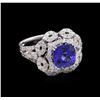 2.71 ctw Tanzanite and Diamond Ring - 14KT White Gold